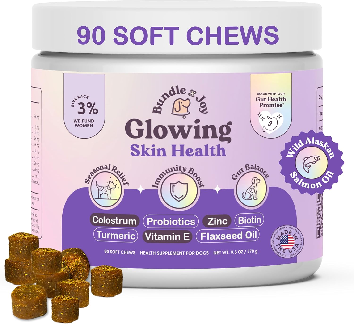 Bundle x Joy Glowing Skin and Coat Supplement for Dogs, 90 Soft Chews - görsel 1