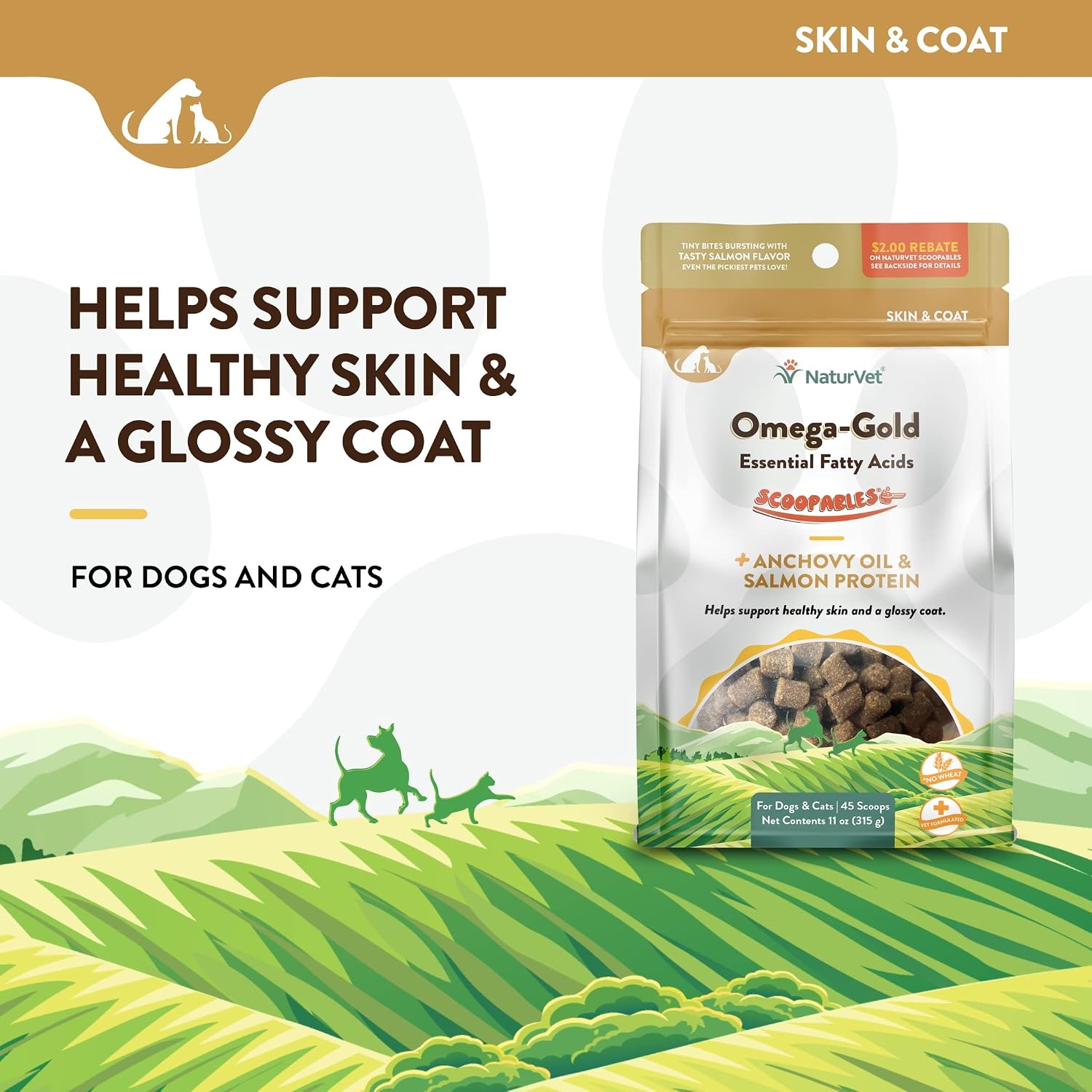 NaturVet Scoopables Omega-Gold Anchovy Oil & Salmon Supplement For Dogs and Cats - Supports Healthy Skin & Coat Plus DHA, EPA, Omega-3, & Omega-6 - Anchovy & Salmon Flavoured For Dog and Cat | 312g Bag - görsel 3