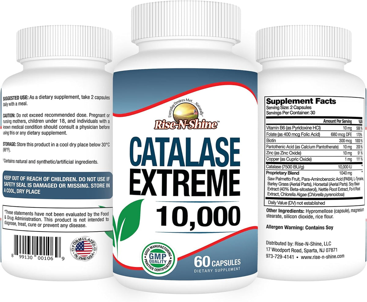 Rise-N-Shine Catalase Extreme 10,000 Food – Saw Palmetto: Often used to promote healthy hair by influencing – Image 2