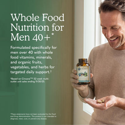 Garden of Life Organics Men's 40+ Whole Food Multivitamin – Organic with Men's Health Support & B12 – 120 Vegan Tablets