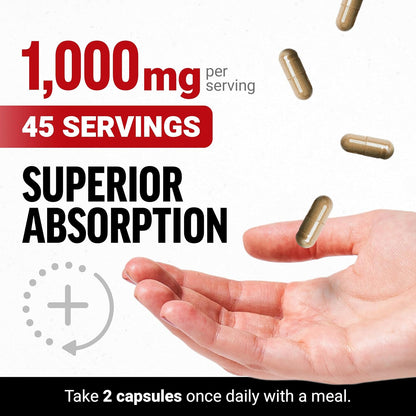 Force Factor Black Maca Root Supplement for Men, 1000mg with BioPerine, 90 Capsules