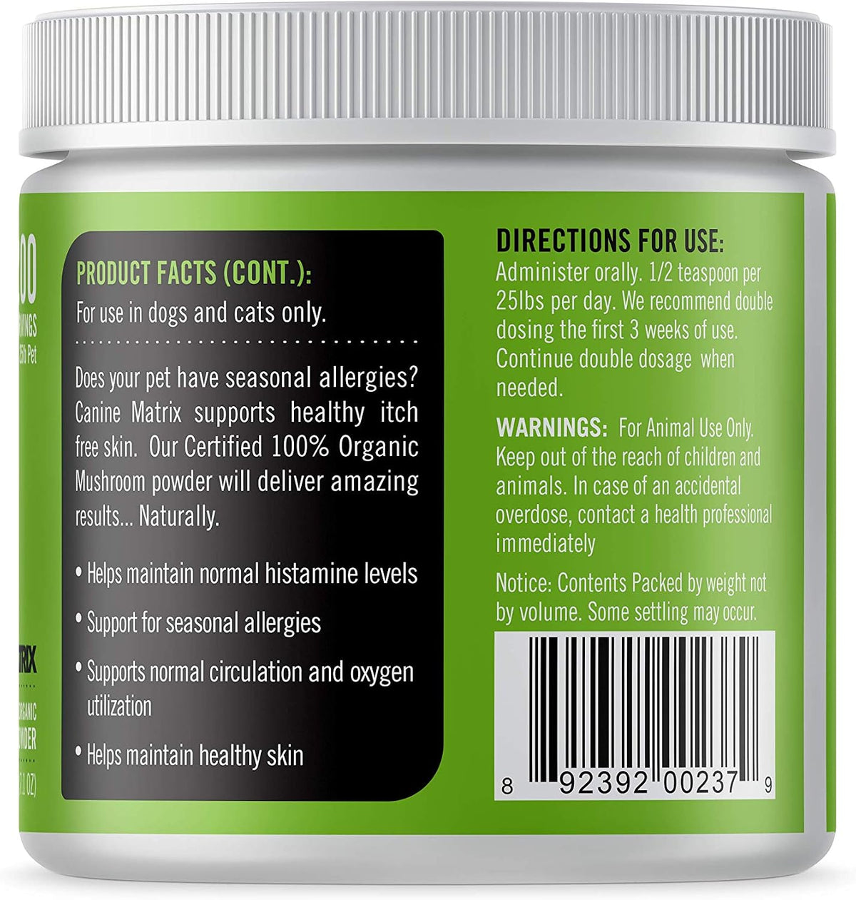 Canine Organic Mushroom Powder Skin and Coat Supplement, 200 Grammes (Packaging May Vary) - görsel 9
