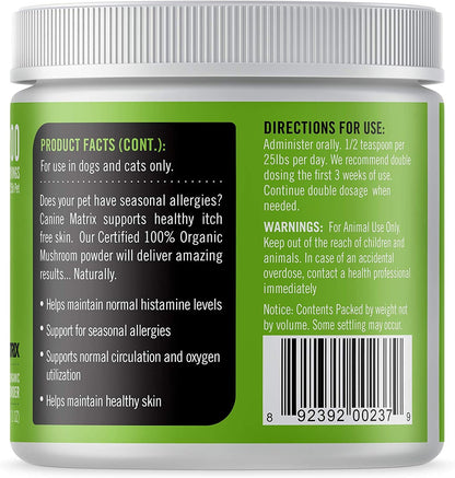 Canine Organic Mushroom Powder Skin and Coat Supplement, 200 Grammes (Packaging May Vary)