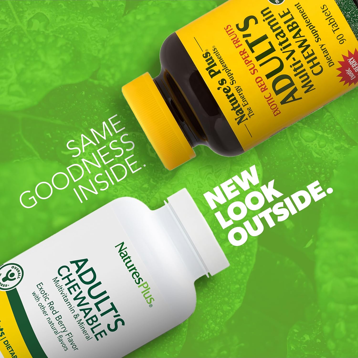 Nature's Plus Adult Chewable Multivitamin – 60 Chewable Tablets, Exotic Red Berry Flavour - görsel 2