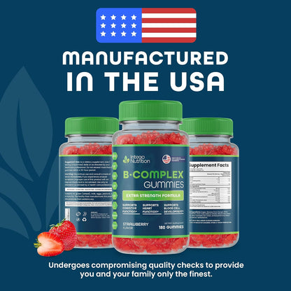 INTEGO NUTRITION Vitamin B Complex Gummies for Adults, Strawberry, 180 Gummies
