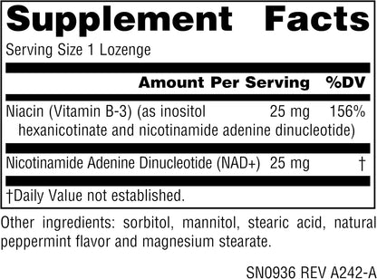 Source Naturals NAD+ Coenzymated B-3 – 25 mg Sublingual Lozenges, 30 Count