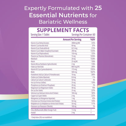 High ADEK Bariatric Multivitamin - for DS, SADI & BPD/DS Surgery - 60 Tablets