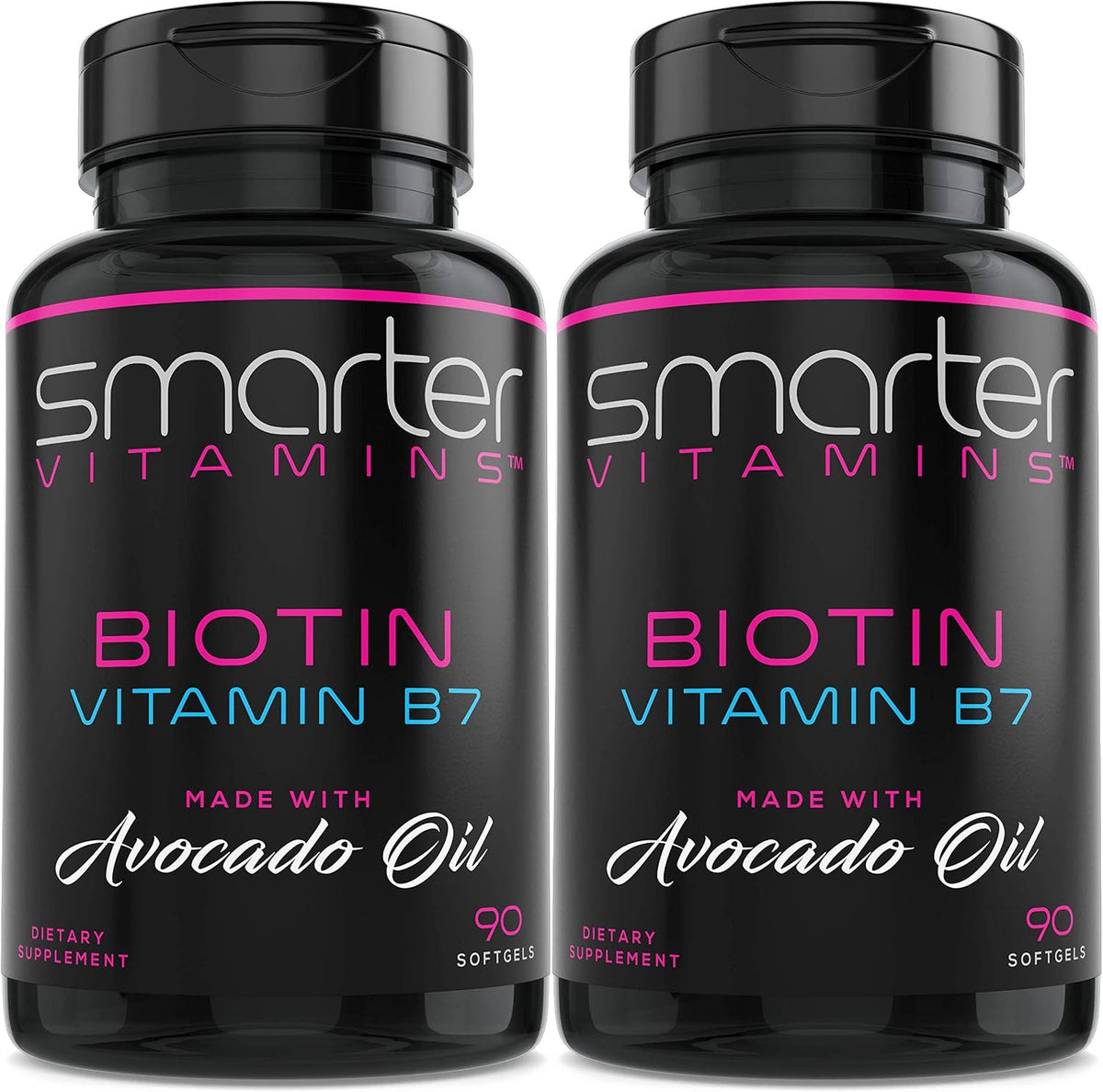 SmarterVitamins Biotin 5000mcg with Avocado Oil, 2 Pack (180 Mini Liquid Softgels) - görsel 1