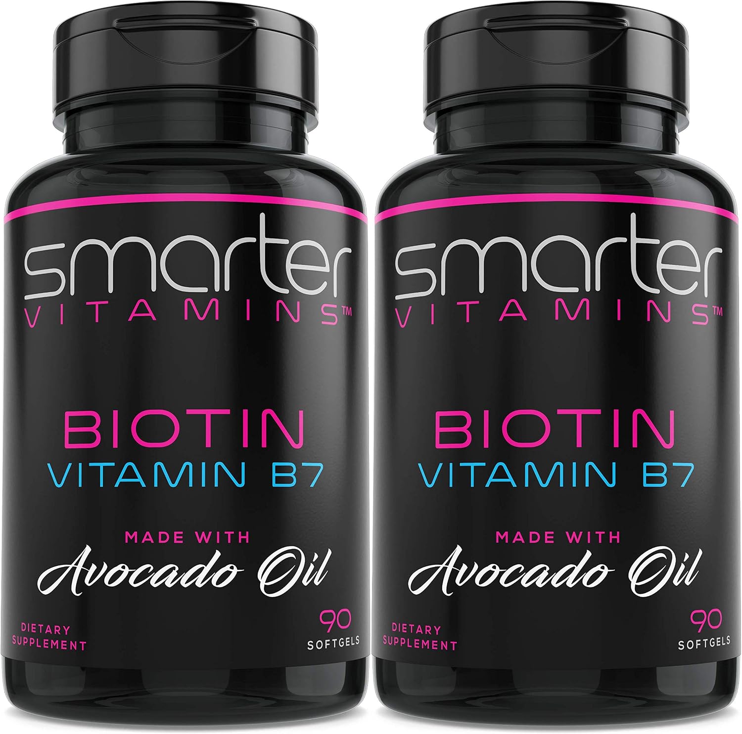 SmarterVitamins Biotin 5000mcg with Avocado Oil, 2 Pack (180 Mini Liquid Softgels) - görsel 1