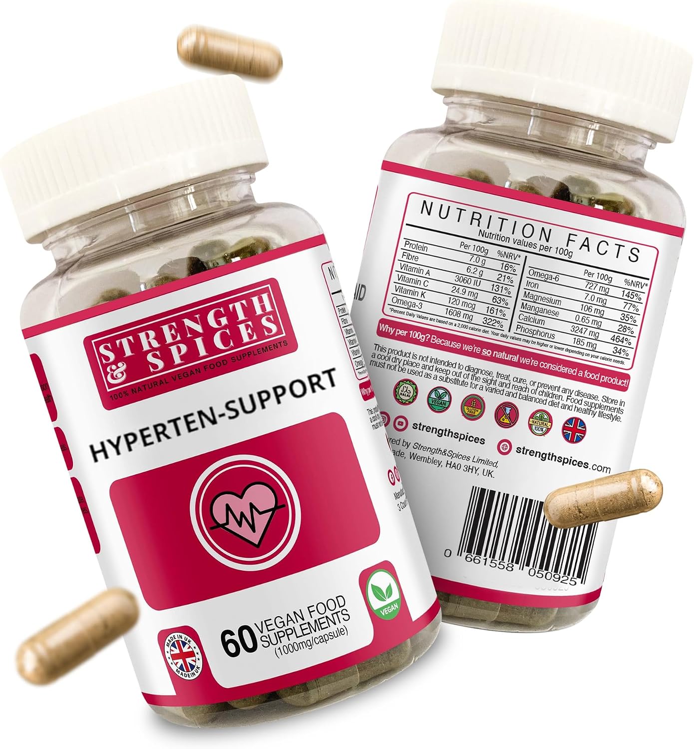 Strength & Spices Hypertensupport - Natural Cardiovascular Support Supplement with Hawthorn Berry & Grape Seed - 60 Vegan Capsules - görsel 7