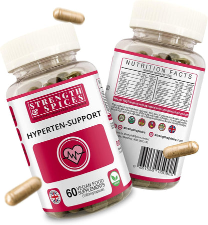 Strength & Spices Hypertensupport - Natural Cardiovascular Support Supplement with Hawthorn Berry & Grape Seed - 60 Vegan Capsules