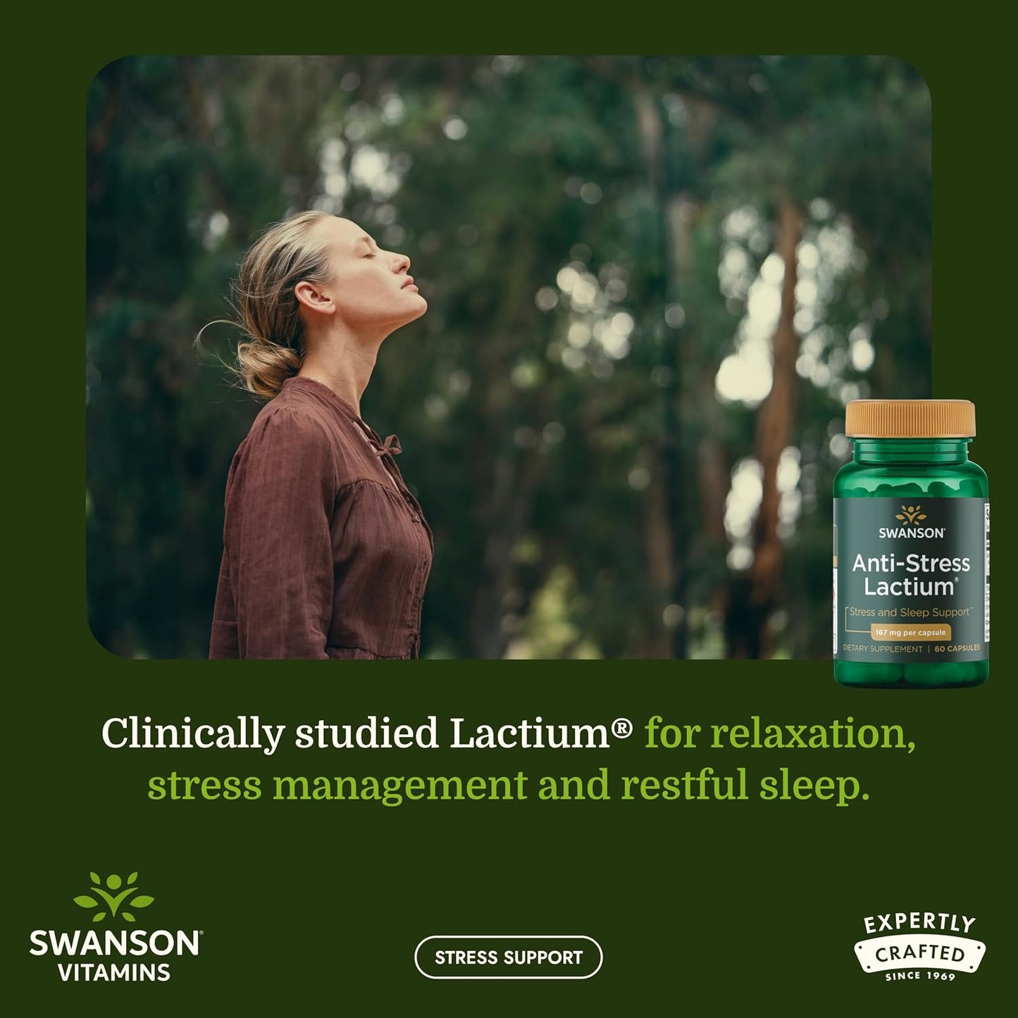 Swanson Women's Anti-Stress Formula with Lactium – 60 Capsules for Stress Relief, Relaxation and Sleep Support - görsel 2
