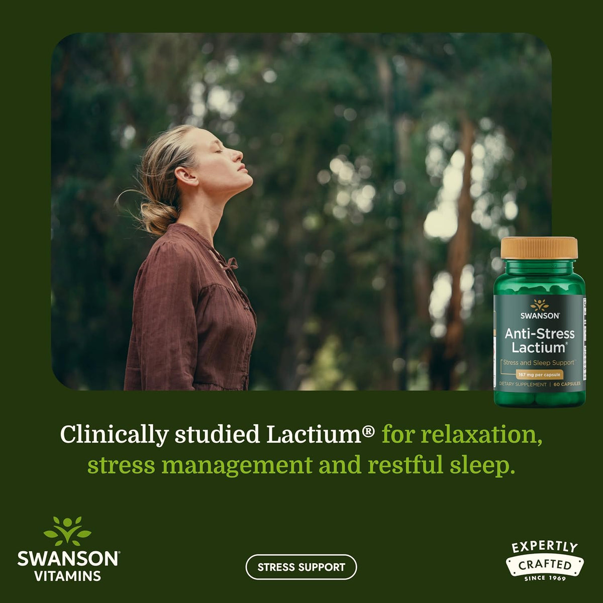 Swanson Women's Anti-Stress Formula with Lactium, 60 Capsules - görsel 2