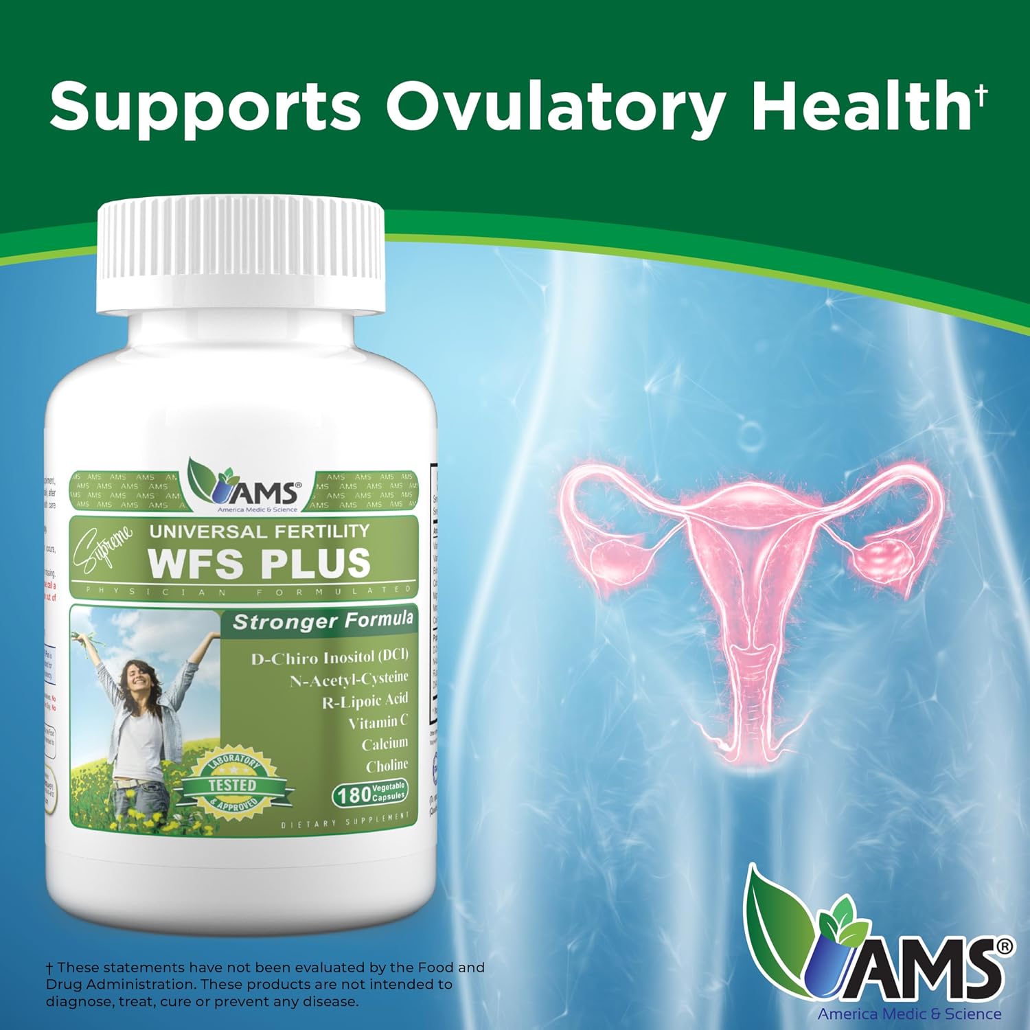 America Medic & Science WFS Plus Fertility Supplements for Women (180 Capsules) - görsel 3