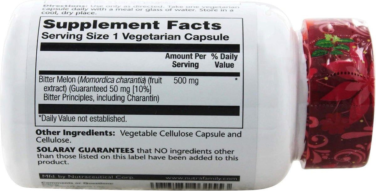 Solaray Guaranteed Potency Bitter Melon Extract 500 mg, 30 Capsules - görsel 2