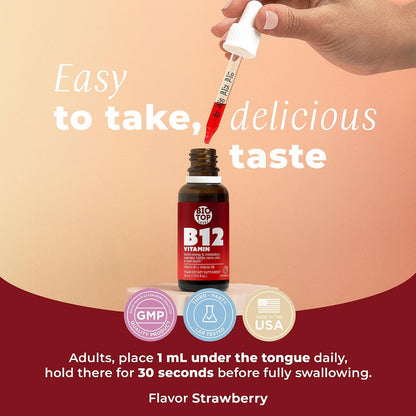 Vitamin B12 Sublingual Liquid Drops (5000 mcg) with B1 & B6 - Rapid Absorption Formula