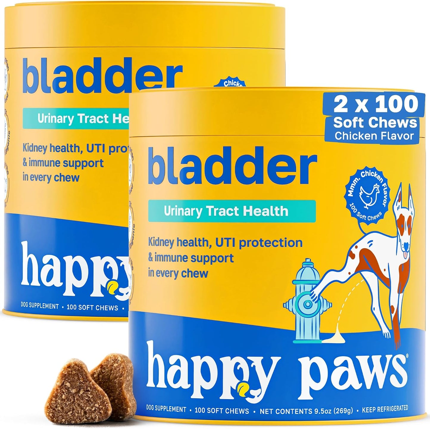 Happy Paws Bladder Supplement for Dogs – Urinary & Kidney Support with Cranberry, Soft Chews (100 Count) - görsel 10
