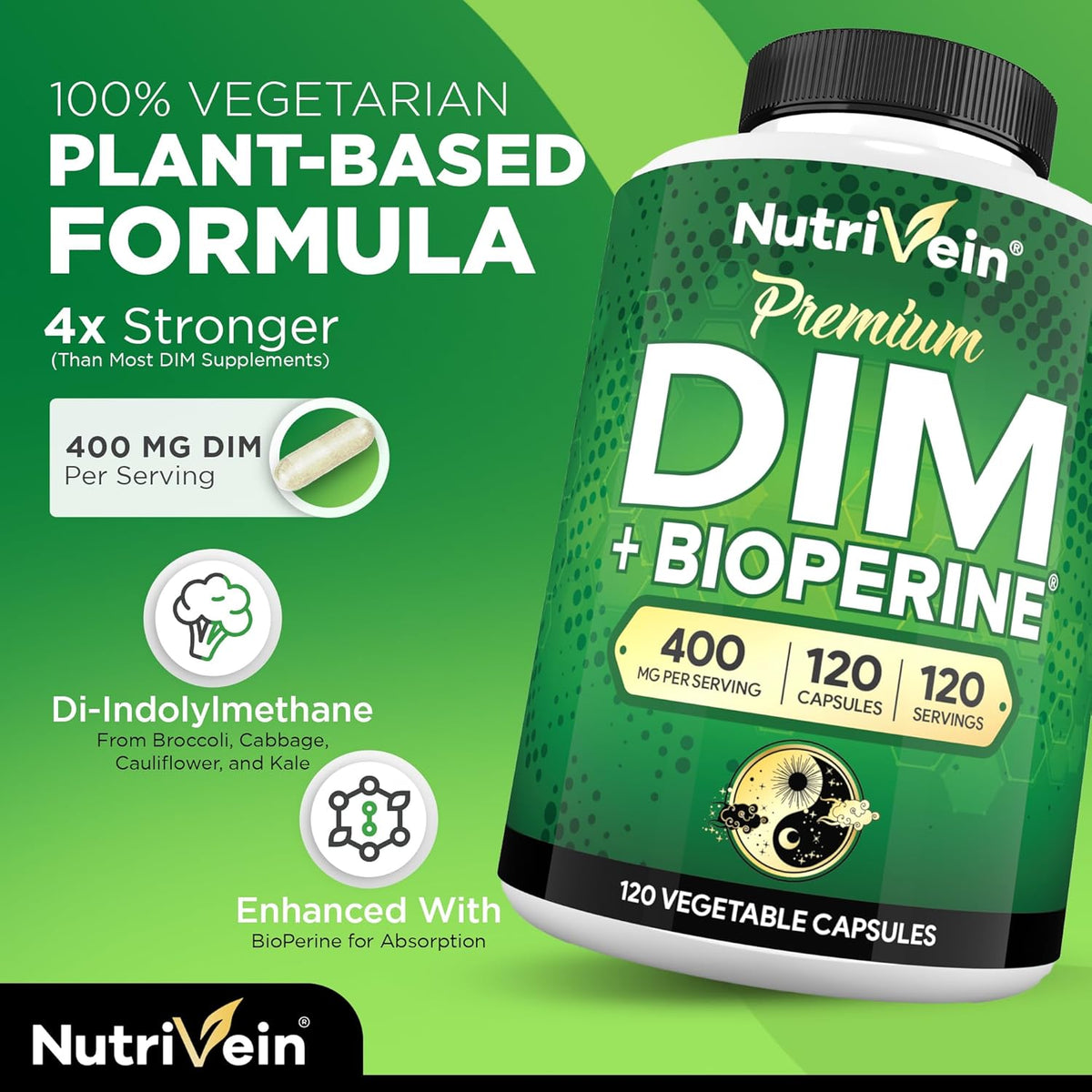Nutrivein Premium DIM Supplement 400 mg – 120 Capsules - görsel 3