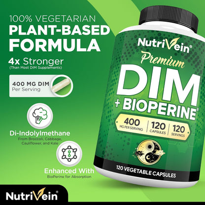 Nutrivein Premium DIM Supplement 400 mg – 120 Capsules