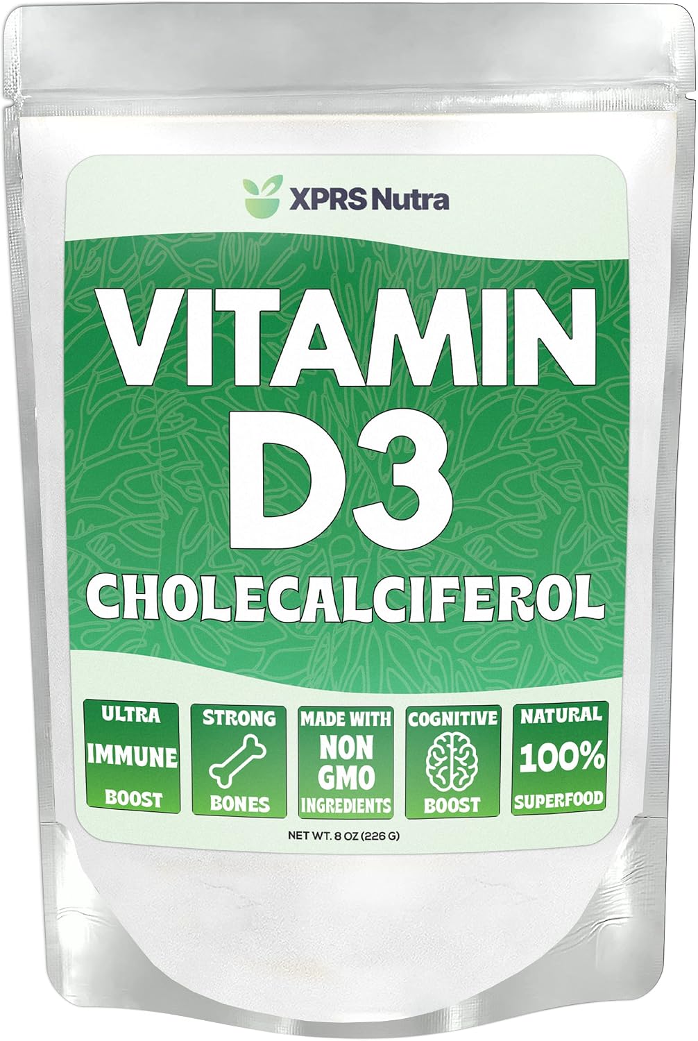 XPRS Nutra Vitamin D3 Powder (Cholecalciferol) - Unflavoured Vitamin D for Bones and Immunity - 227g - görsel 1