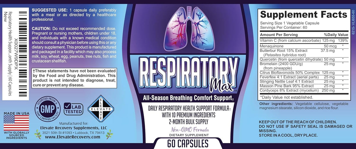 Respiratory-Max Lung & Respiratory Support Supplement – 10-in-1 Formula (60 Capsules) - görsel 5