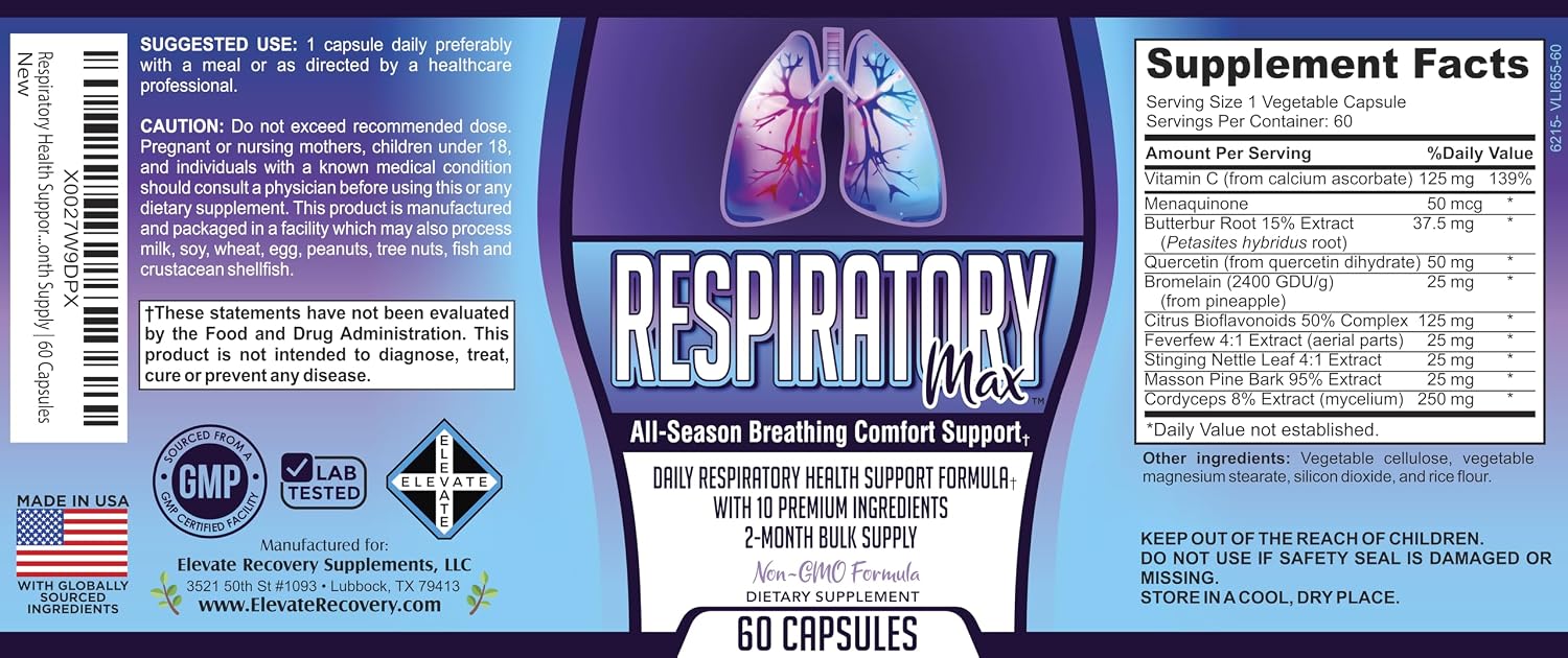 Respiratory-Max Lung & Respiratory Support Supplement – 10-in-1 Formula (60 Capsules) - görsel 5