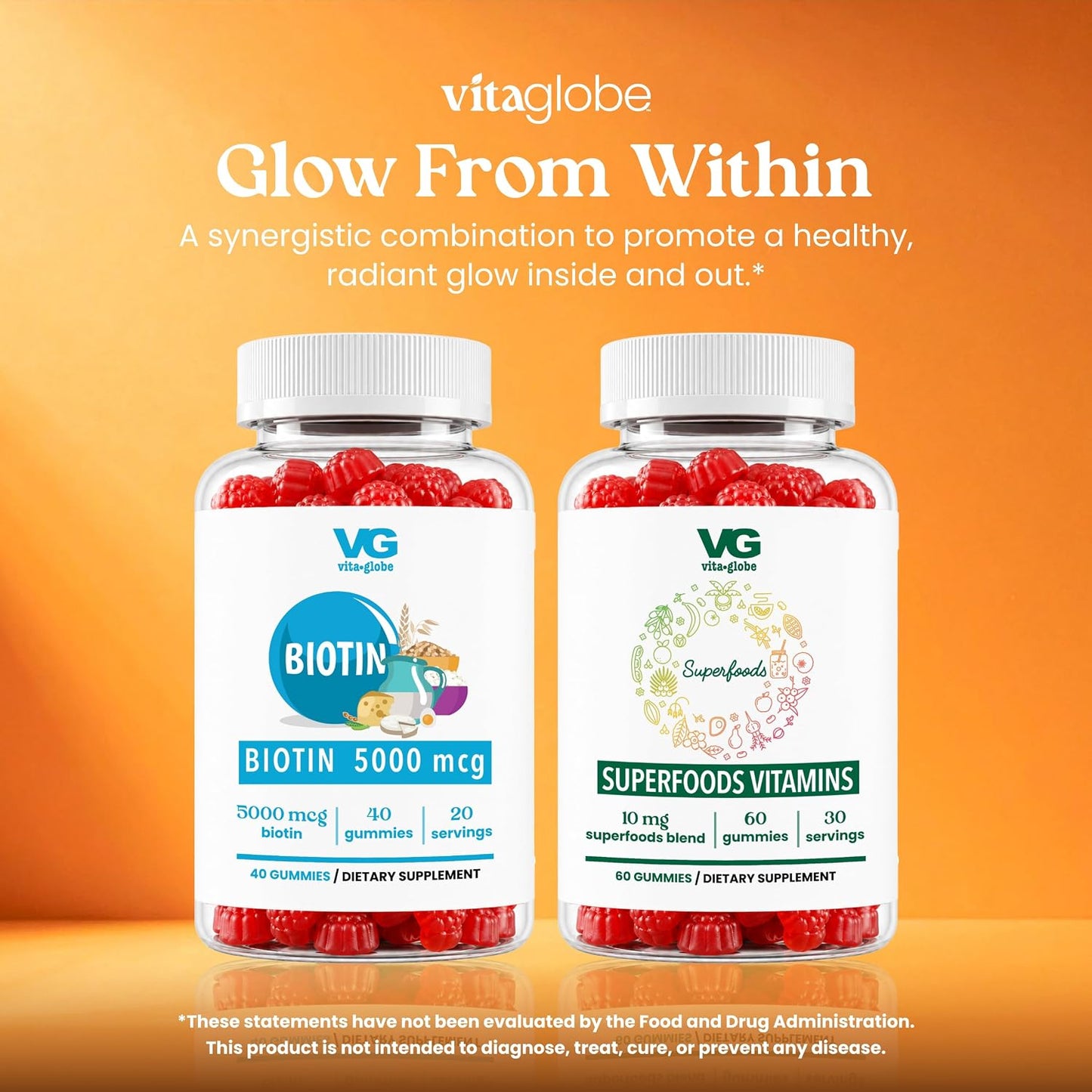 VITA GLOBE Biotin 5000 mcg Gummy Vitamins, Vegan Non-GMO Mixed Berry Chewables for Healthy Hair Growth, Glowing Skin and Strong Nails – 80 Count (2 Pack) - görsel 7