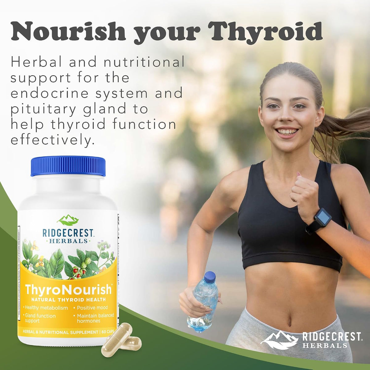 Ridgecrest Herbals ThyroNourish — Thyroid Support Supplement with Ashwagandha, L-Tyrosine, Iodine, Copper, Kelp (60 Capsules) - görsel 6