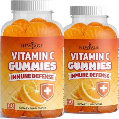 NEW AGE Vitamin C Gummies - Orange - Contributes to Normal Immune Function - Vegetarian, Gluten-Free (60 Gummies)