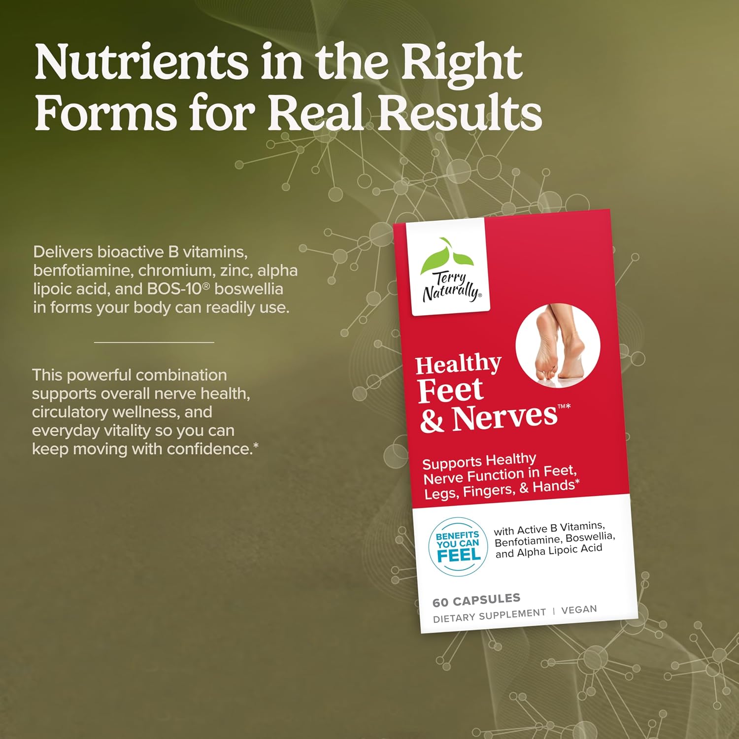 Terry Naturally Healthy Feet & Nerves – Nerve & Circulation Support, 60 Vegan-Friendly Capsules - görsel 3
