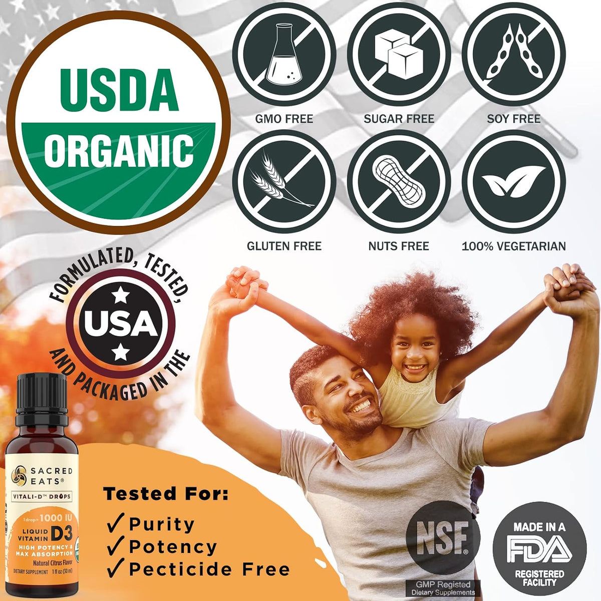 Organic Liquid Vitamin D Drops – 1,000 IU per Drop, Sugar Free, Flavourless - görsel 3