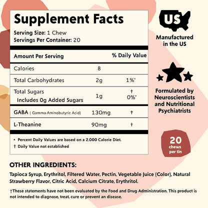 PYM Berry Mood Chews – Mood and Stress Support with GABA & L-Theanine, 60 Chews