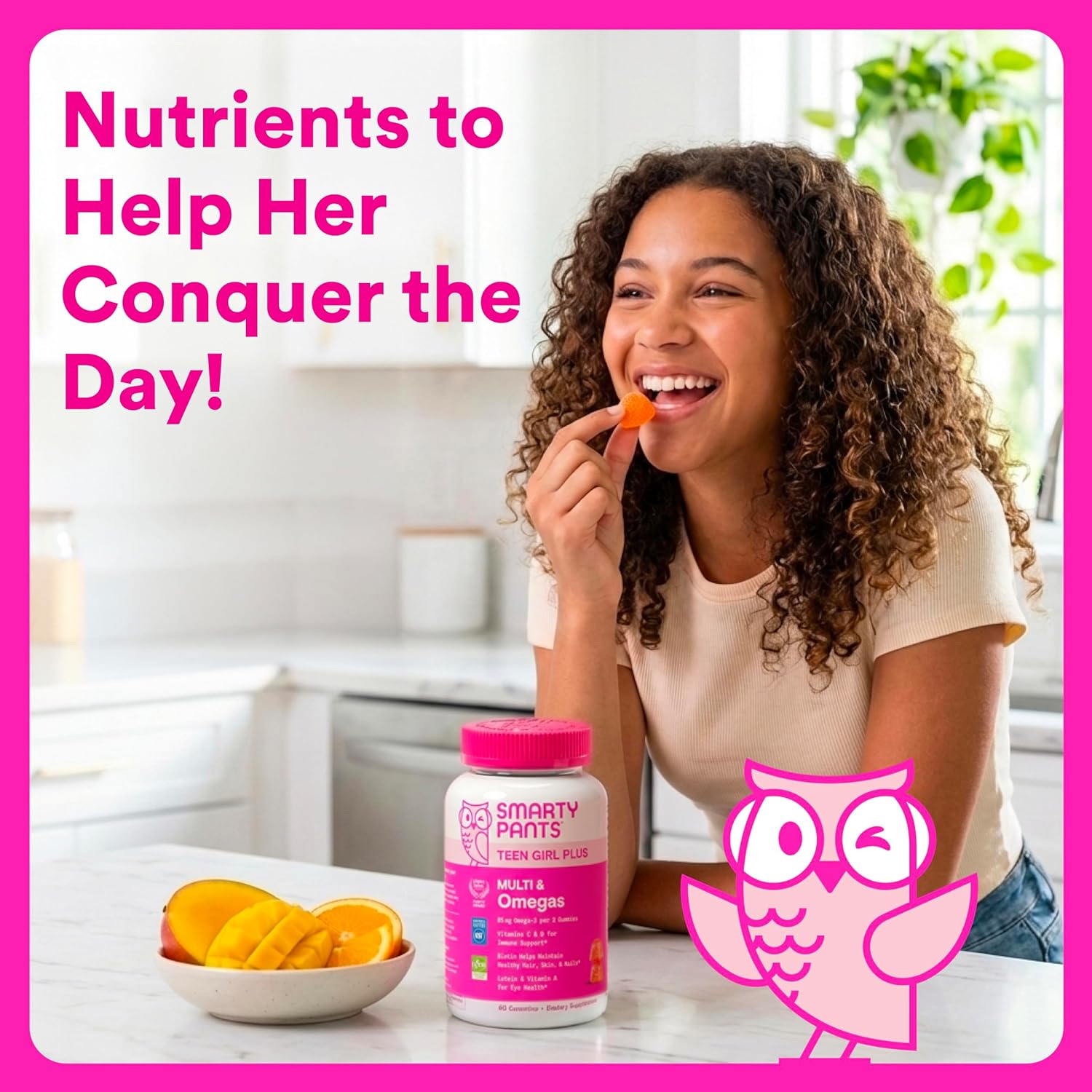 SmartyPants Teen Girl Multivitamin Gummies - Omega-3, Vitamin C, D3, B12, Biotin - 60 Gummies (30 Day Supply) - görsel 7