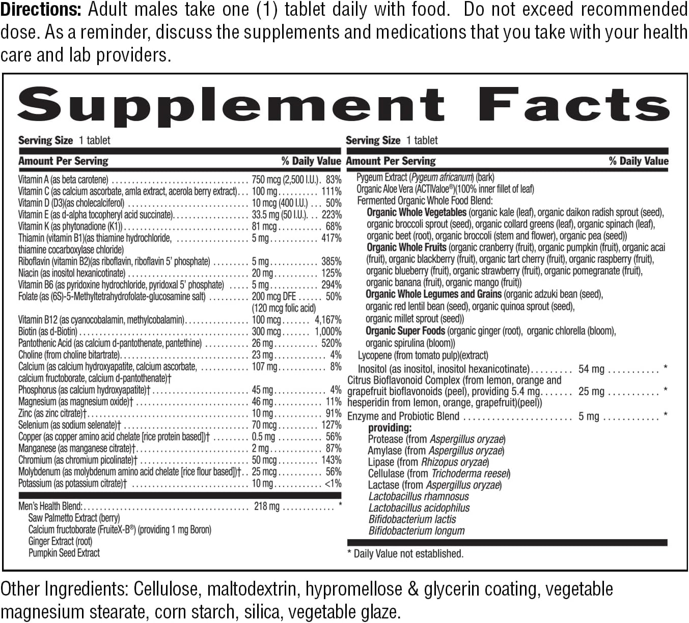 Country Life Core Daily-1 for Men - Multivitamin with Coenzymated B Vitamins, Probiotics, Saw Palmetto & Pumpkin Seed Extract - Gluten-Free & Vegetarian - 60 Tablets - görsel 7