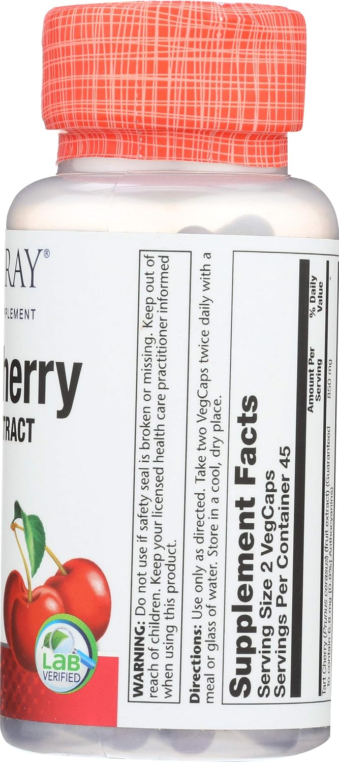 Solaray Tart Cherry Fruit Extract 425mg – Joint Support & Uric Acid Health, 90 Capsules - görsel 6