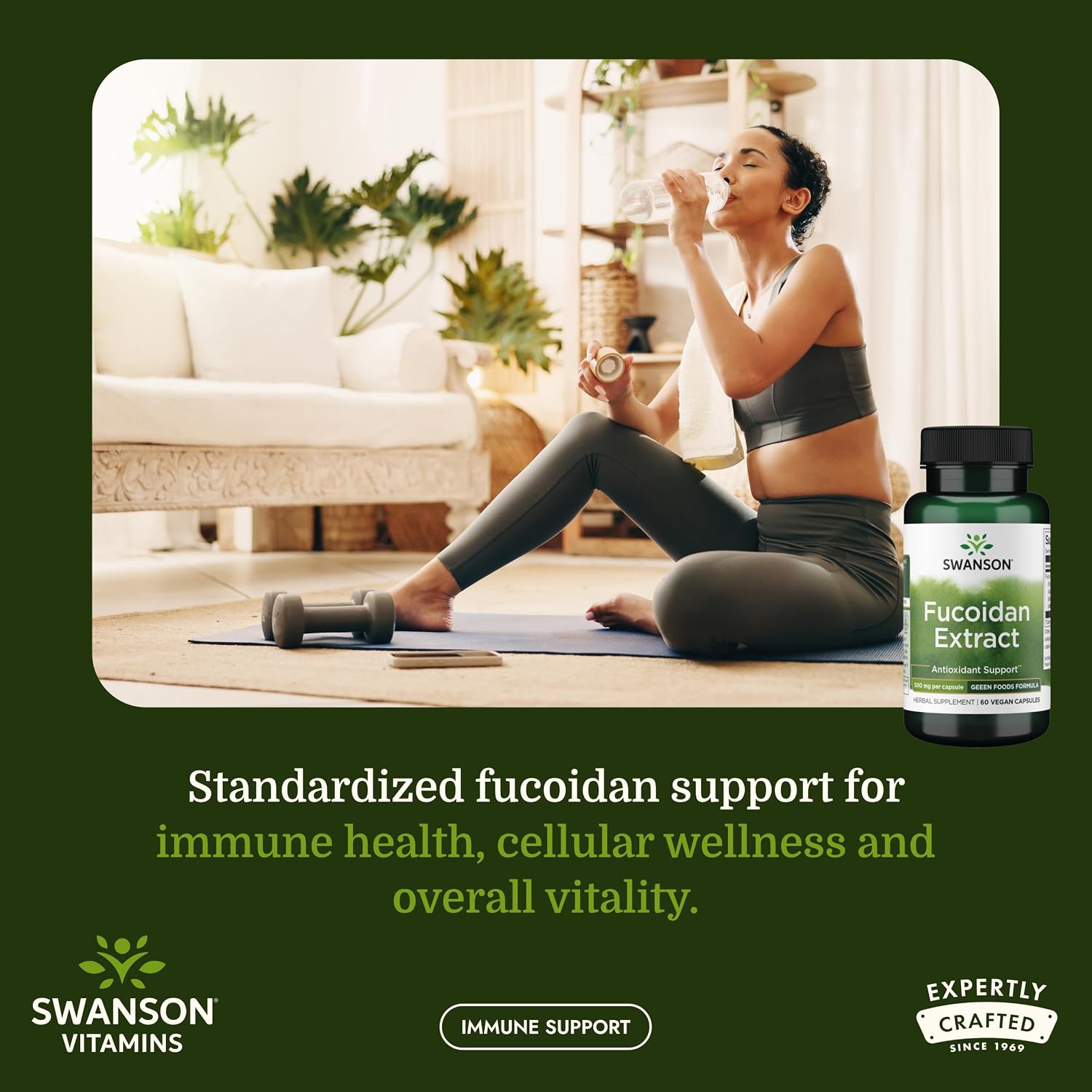 Swanson Maximum Strength Fucoidan Extract Immune Support - 500 mg, 60 Vegan Capsules - görsel 2
