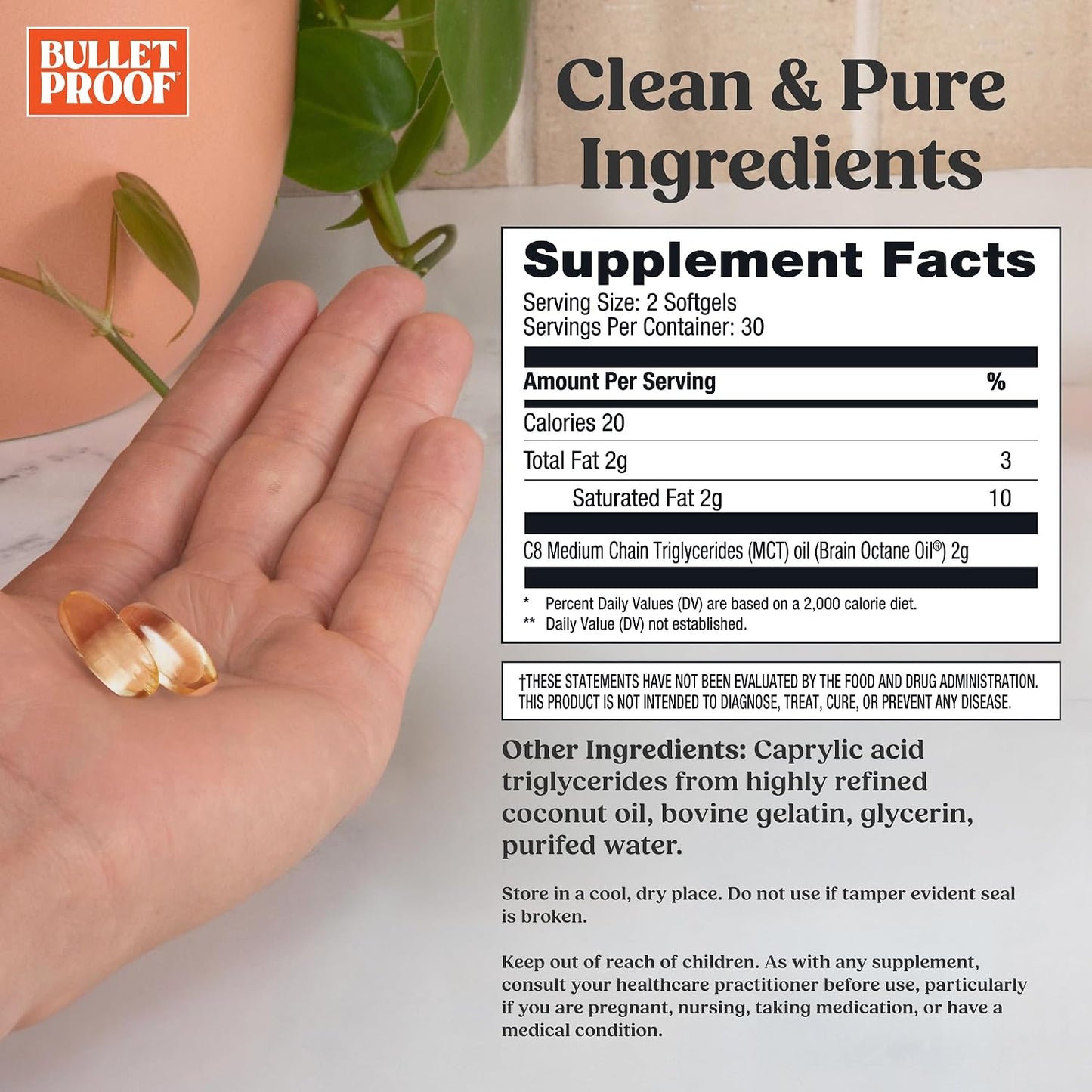 Bulletproof Brain Octane Softgels, 60 Softgels - görsel 2