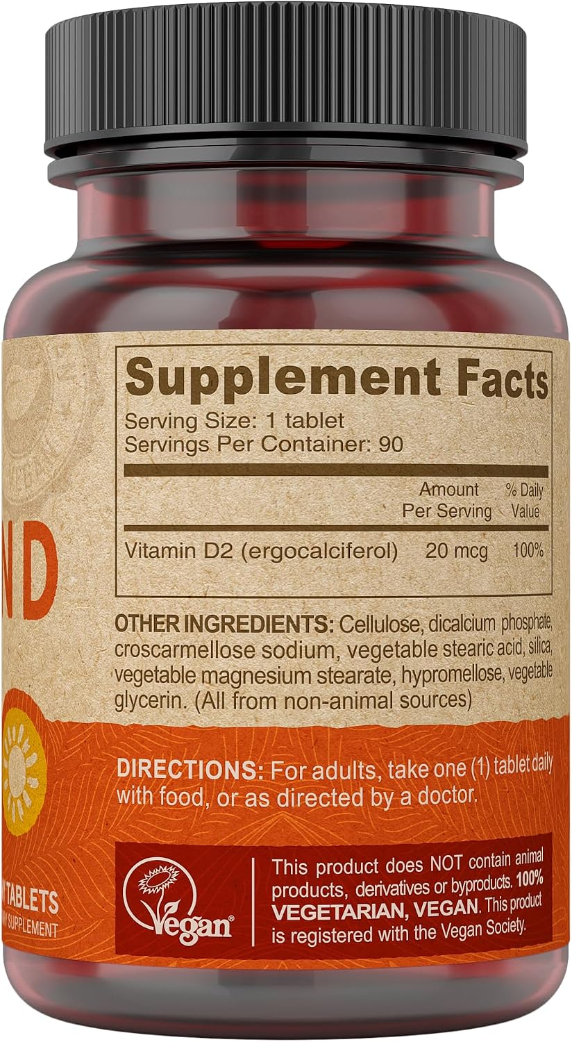 DEVA Vegan Vitamin D2 800 IU, Ergocalciferol Supplement with No Animal Ingredients, 90 Tablets - görsel 2