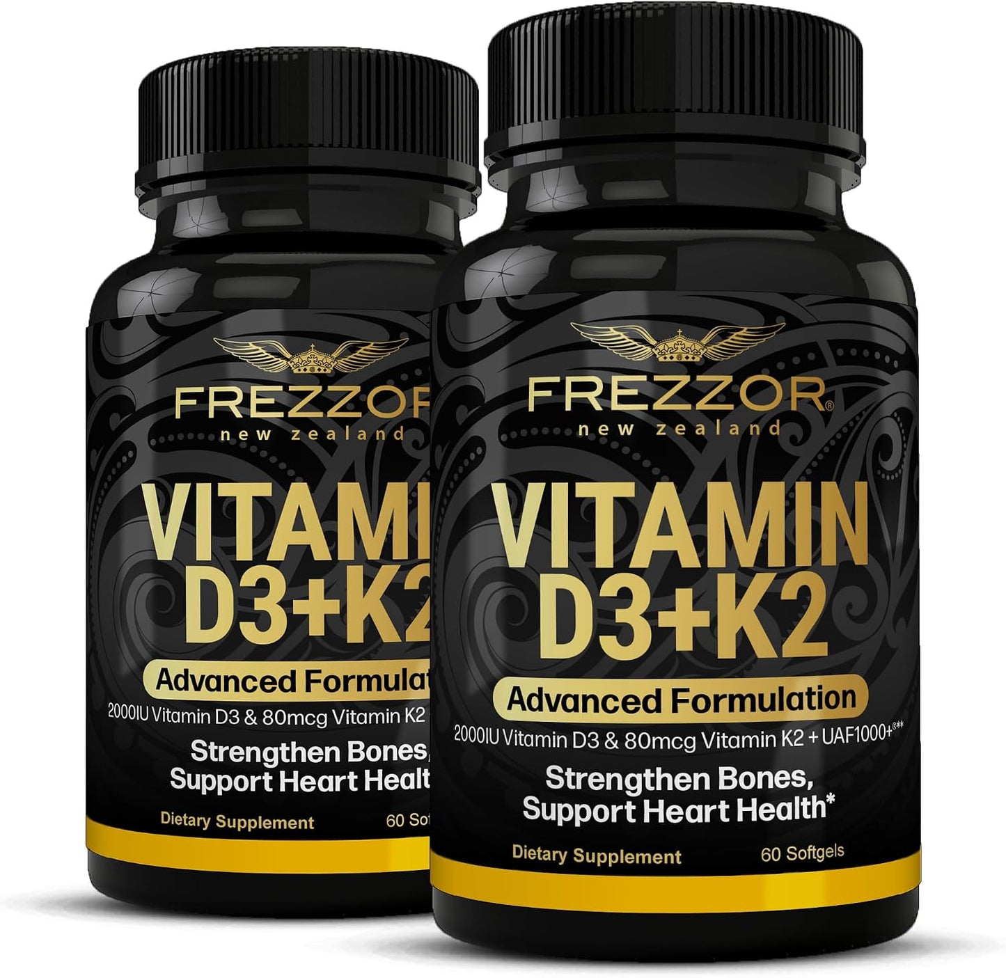 FREZZOR Vitamin D3 + K2 (MK-7) – 2000 IU D3 & 80 mcg K2, 120 Softgels - görsel 1