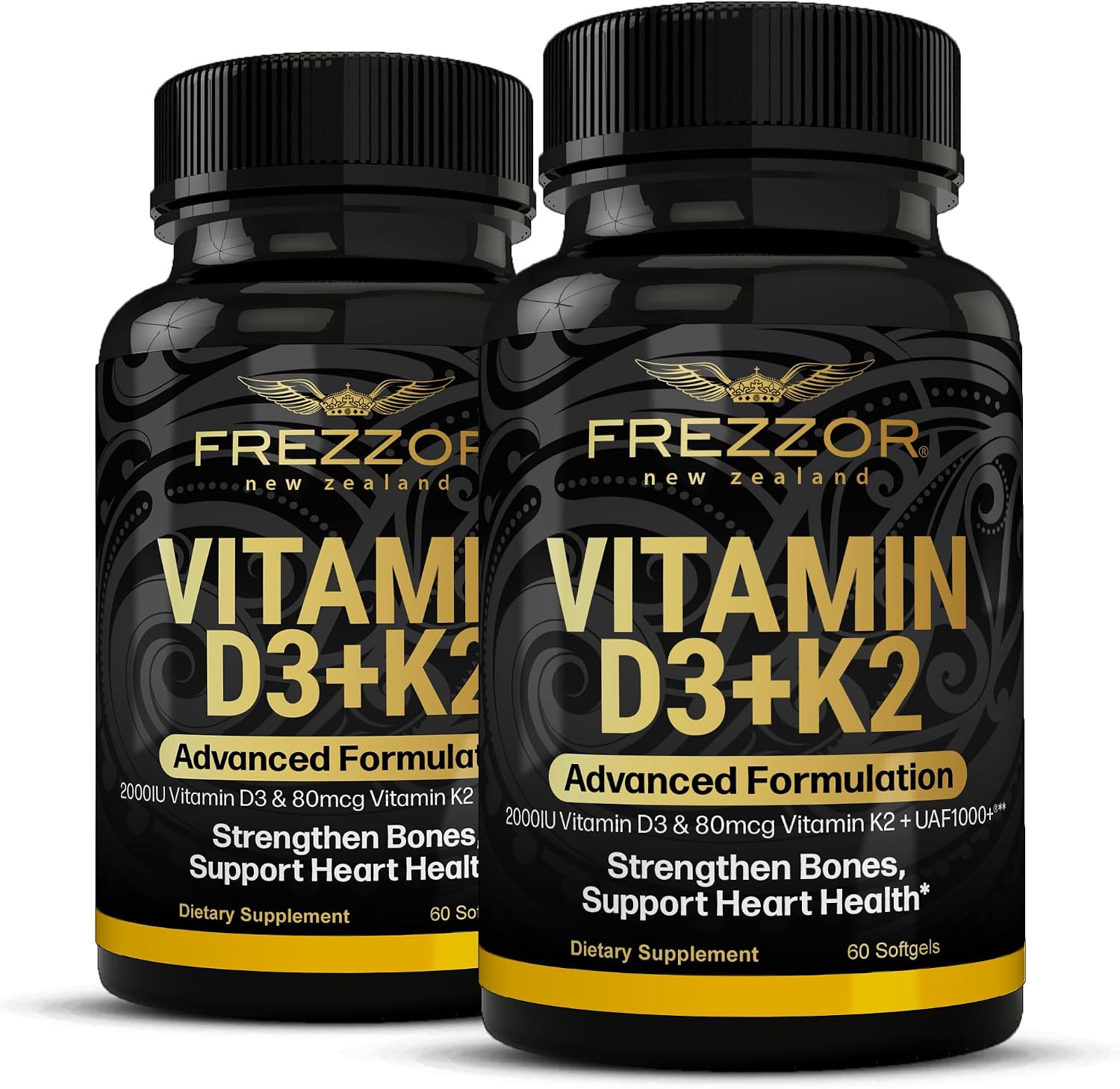 FREZZOR Vitamin D3 + K2 (MK-7) – 2000 IU D3 & 80 mcg K2, 120 Softgels - görsel 1