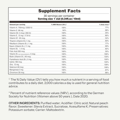 Vitabaum® Multivitamin 50+ for Women - Comprehensive Daily Support for Women Over 50 - Twist and Mix System™ for Fast Absorption - 30 Vials - 10ml Serving - Vegan
