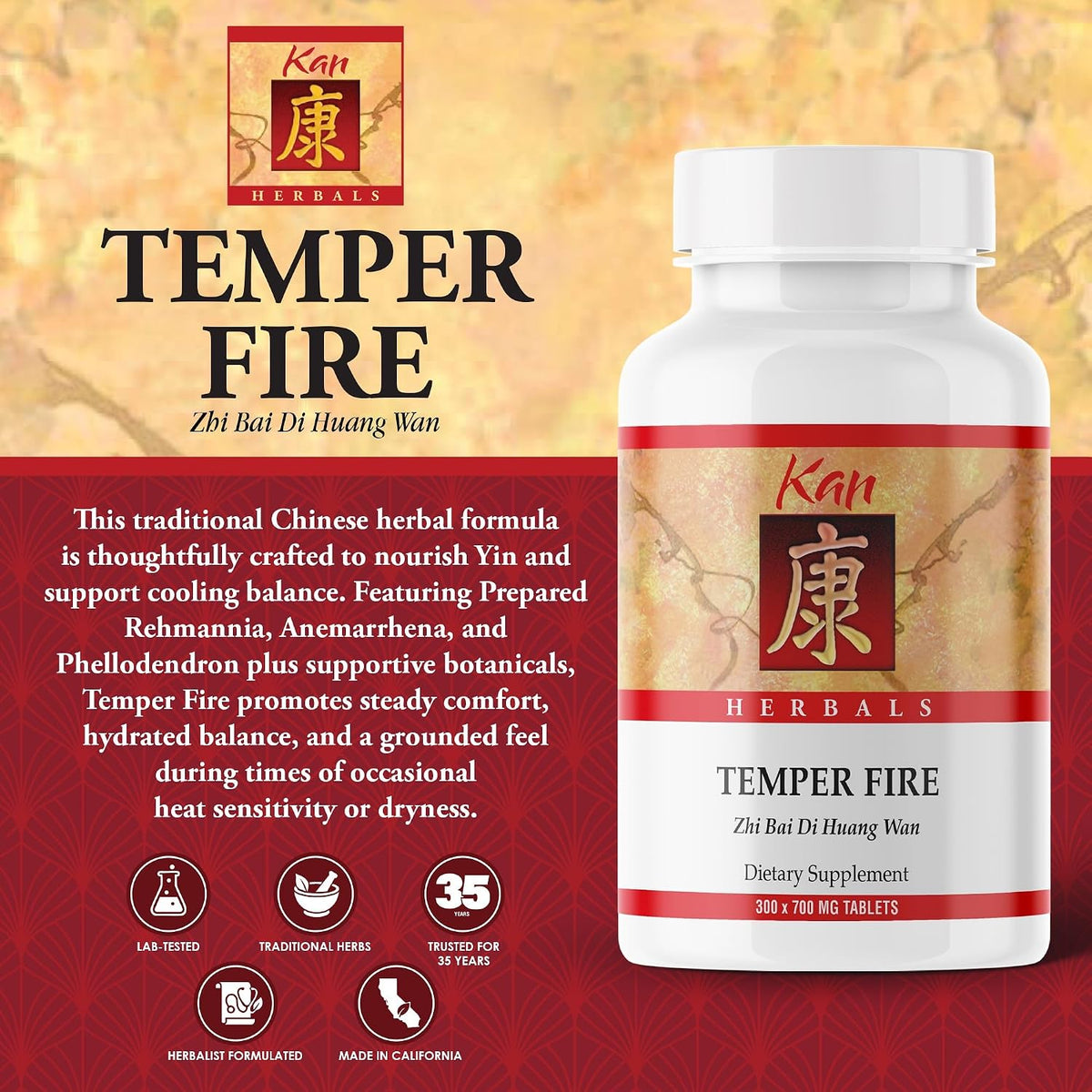 Kan Herbs - Temper Fire 300 Tablets - görsel 2