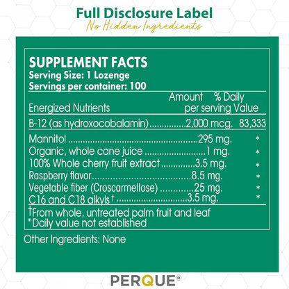 Perque Activated B-12 Guard - 2000 mcg, 100 Lozenges