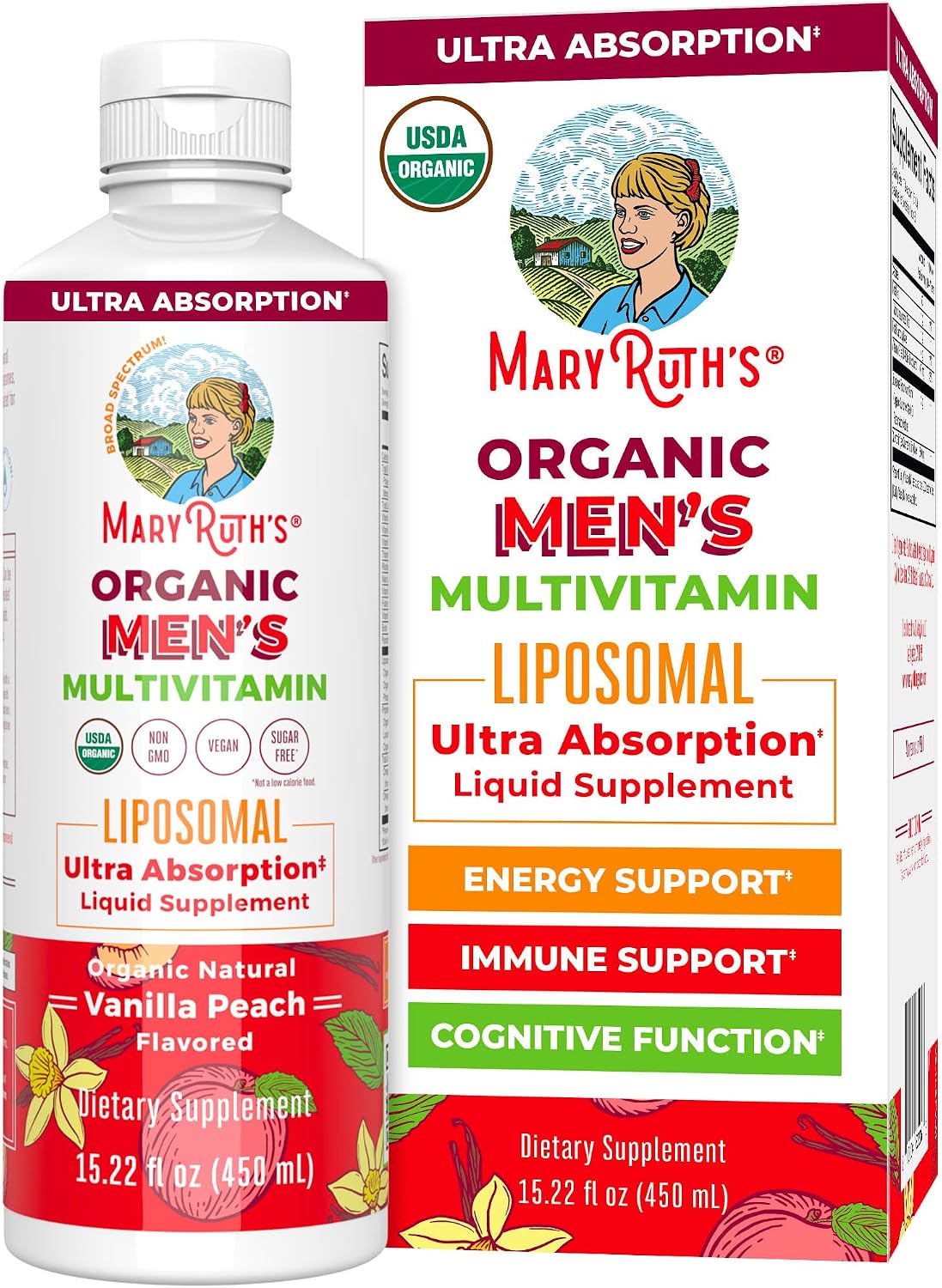 MaryRuth’s Multivitamin Liposomal for Men – Sugar Free Liquid Multivitamin with B Vitamins, D3, Omega 3 & 9 (15.22 fl oz) - görsel 1