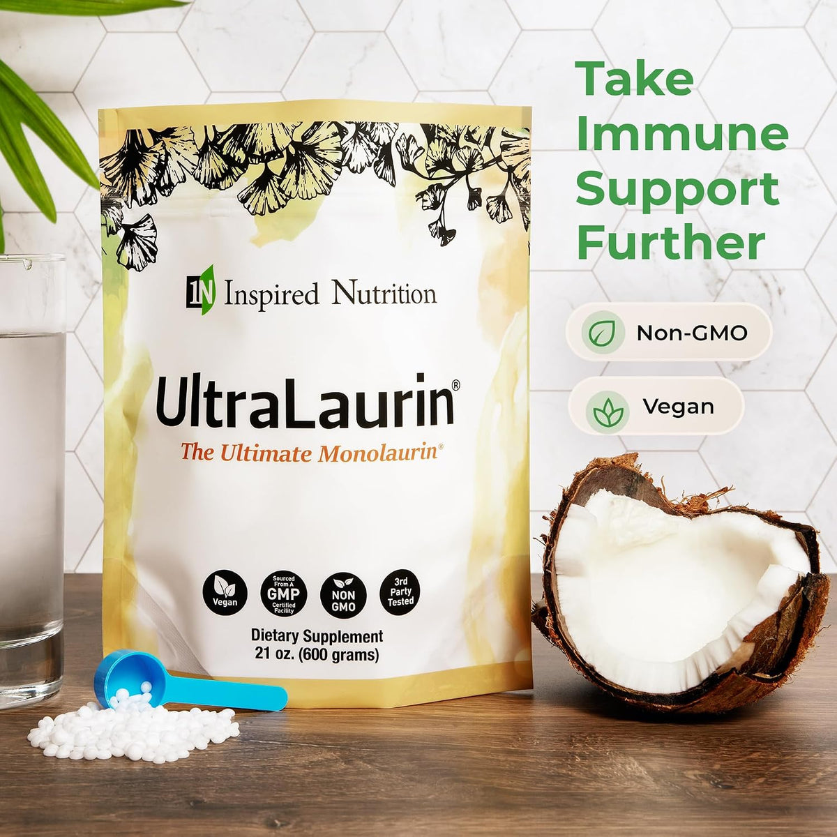 UltraLaurin Monolaurin Supplement – 3,000 mg Coconut-Derived Pellets – 595 g (200 Servings) – Vegan, Non-GMO - görsel 6