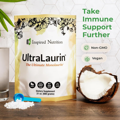 UltraLaurin Monolaurin Supplement – 3,000 mg Coconut-Derived Pellets – 595 g (200 Servings) – Vegan, Non-GMO