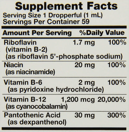 Nature's Truth Sublingual Vitamin B Complex Plus B-12, Natural Berry, 60 ml (Pack of 3)