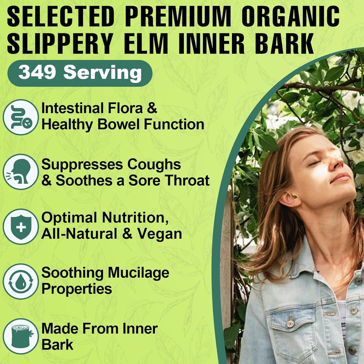 Organic Slippery Elm Bark Powder - 454 g (349 Servings) - 100% Pure & Vegan - görsel 3