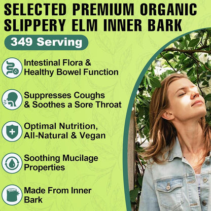 Organic Slippery Elm Bark Powder - 454 g (349 Servings) - 100% Pure & Vegan