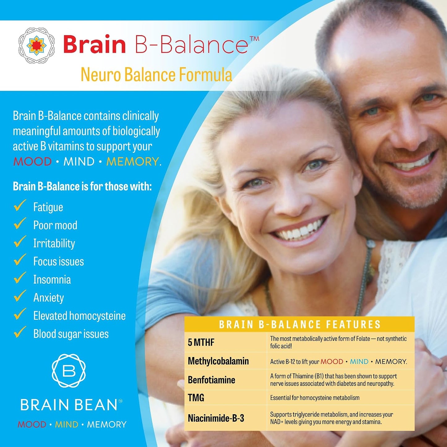 Brain B Balance: Methylated Multivitamin - Methylated B Complex Neurobalance Formula with Methylfolate - 60 Vegan Capsules - görsel 6